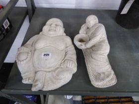 Pair of concrete Buddha plaques