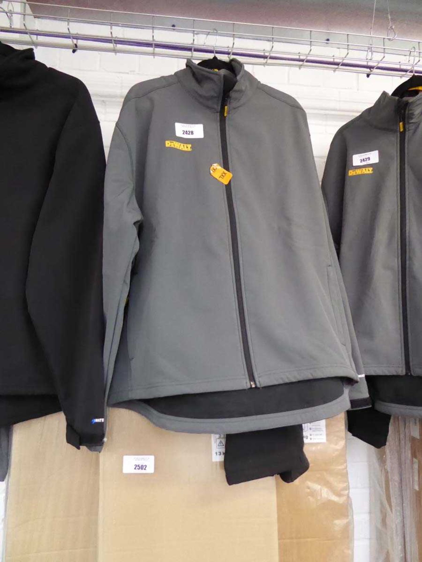 +VAT 2 DeWalt full zip waterproof work jackets in black and grey (size XXL)