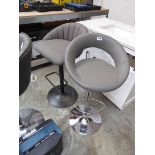 2 grey and chrome height adjustable bar stools