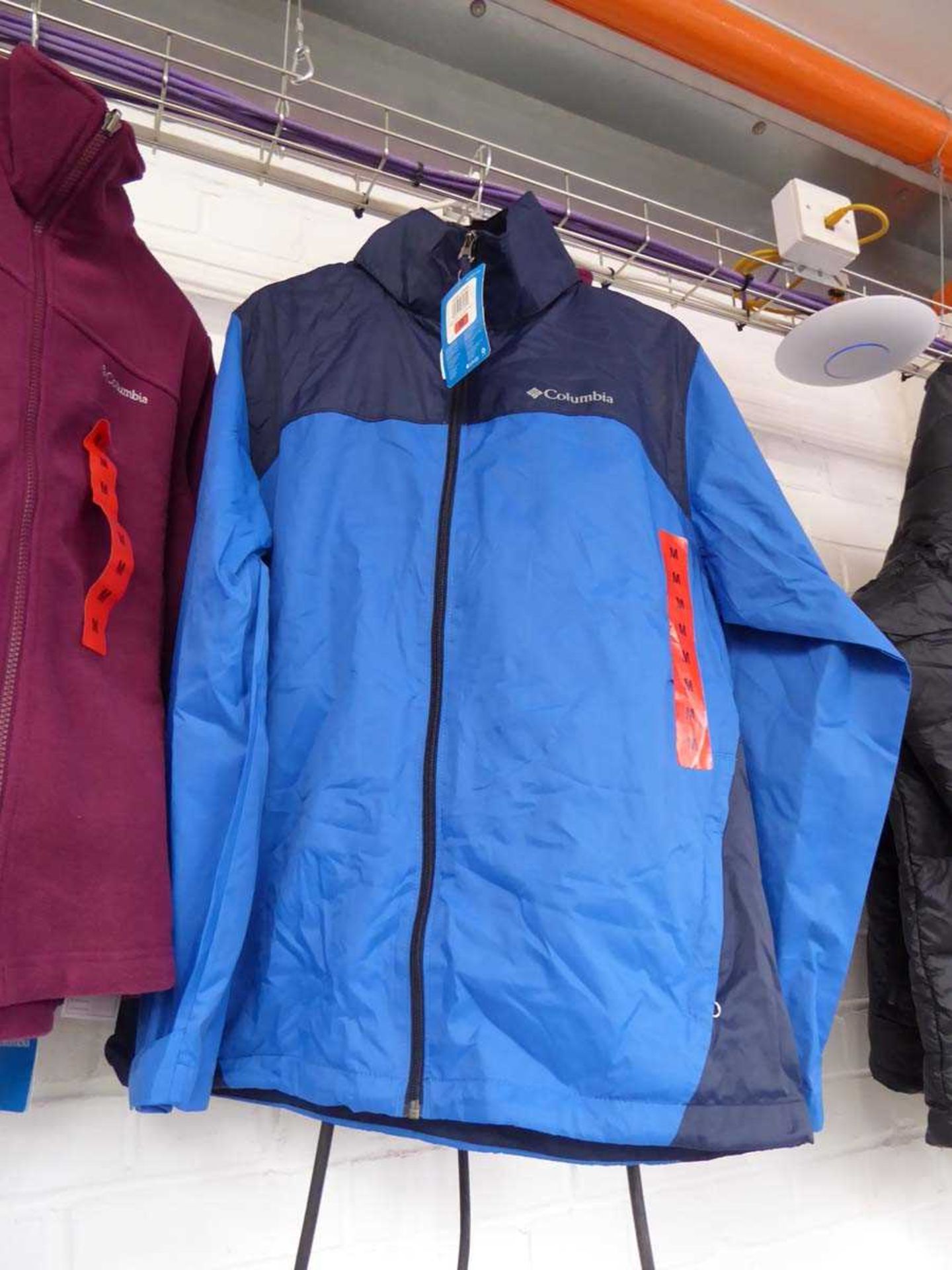 +VAT Columbia full zip 2 tone blue rain jacket (size M) with Columbia full zip purple fleece (size