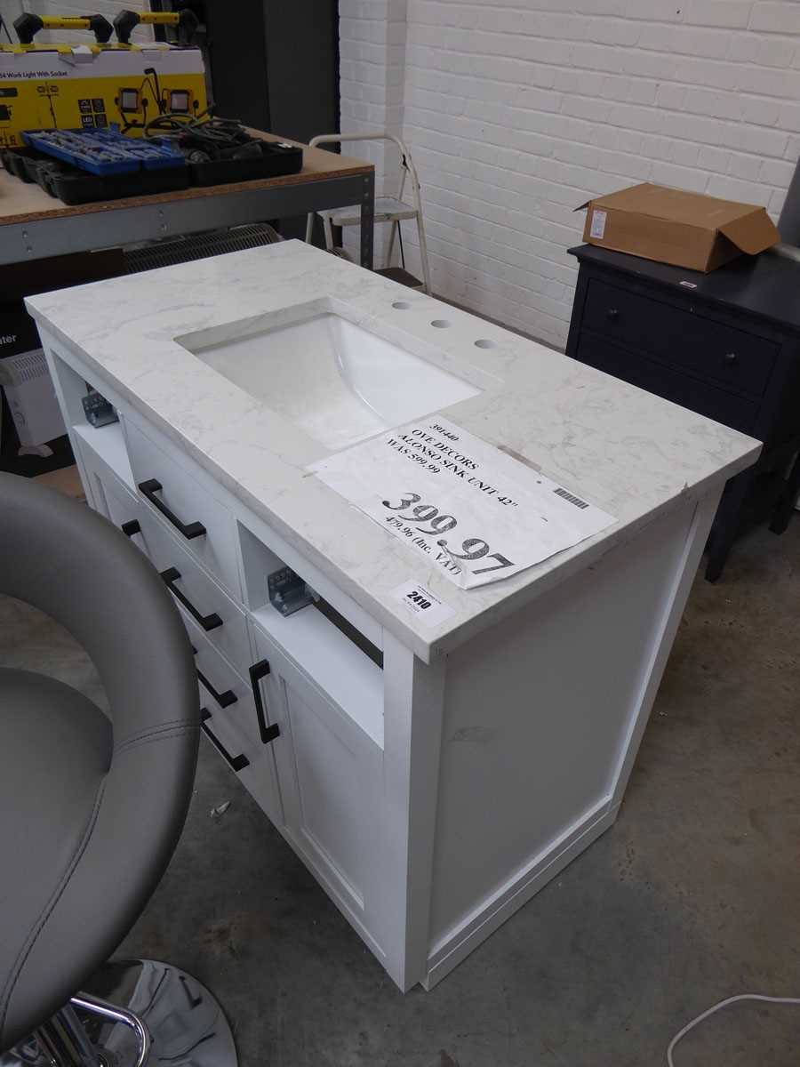 +VAT Ove Decors Alonso 4 drawer, 2 door vanity unit with sink