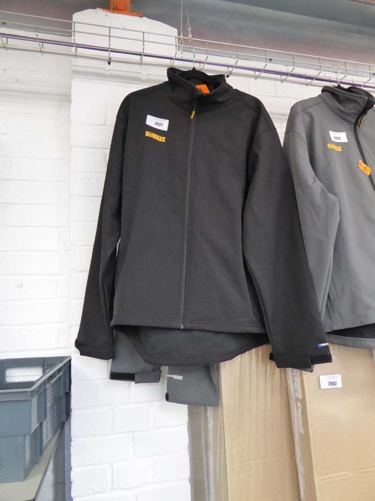 +VAT 2 DeWalt full zip waterproof work jackets in black and grey (size XXL)