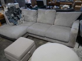 Grey upholstered L-shaped sofa