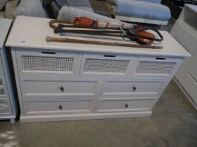 Cream chest of 3 over 4 drawers