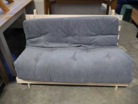 Pine double futon with dark grey corduroy cushion