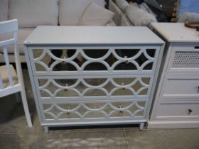 Grey mirrored back chest of 3 drawers