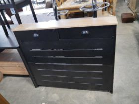 Black wooden slatted light wood surface 2 drawer radiator cover