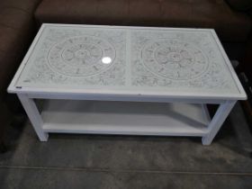 Modern white wooden decorative glass top coffee table