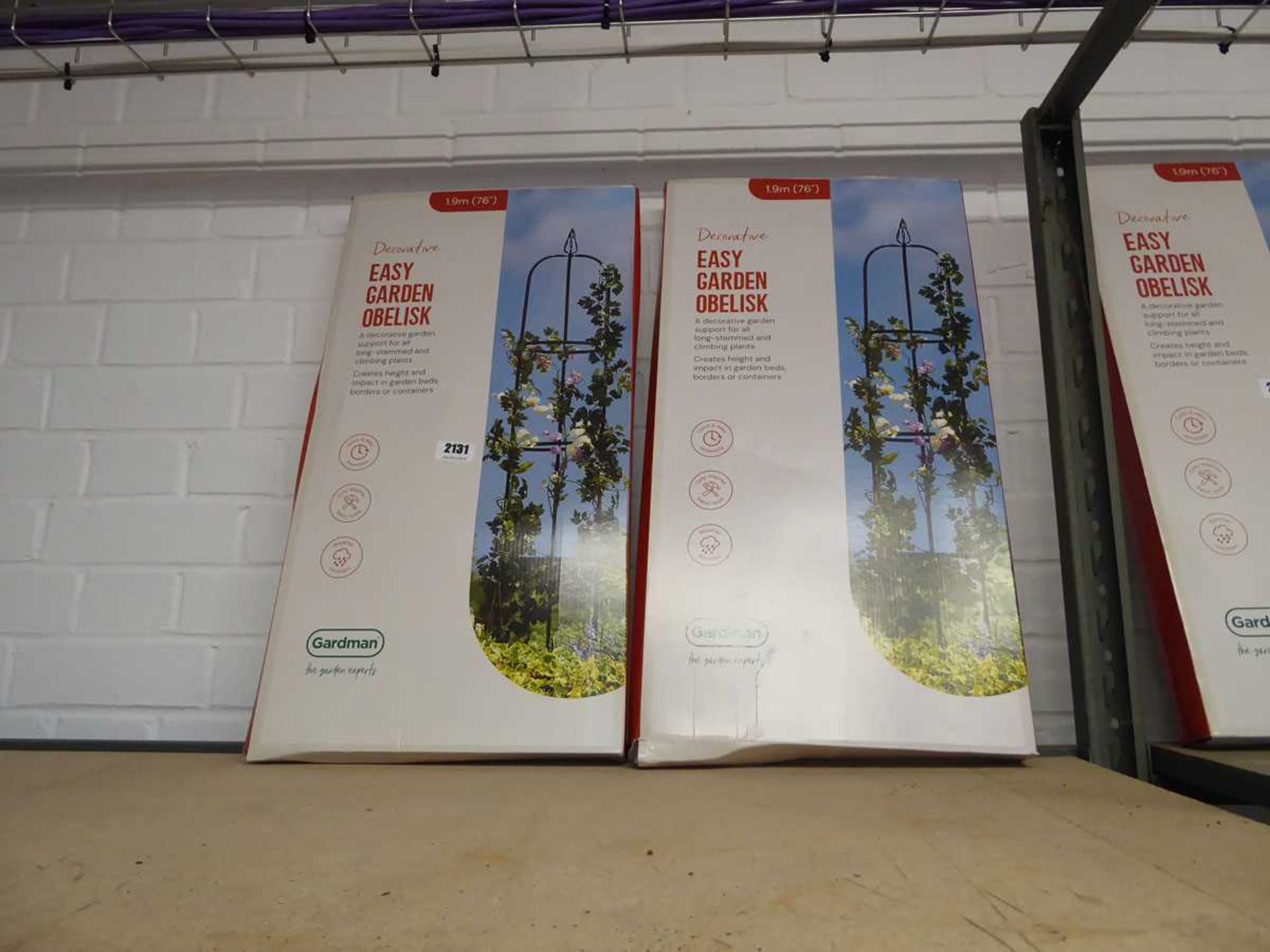 2 boxed 1.9m decorative garden obelisks