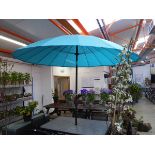 2.5m aqua blue wind up garden parasol