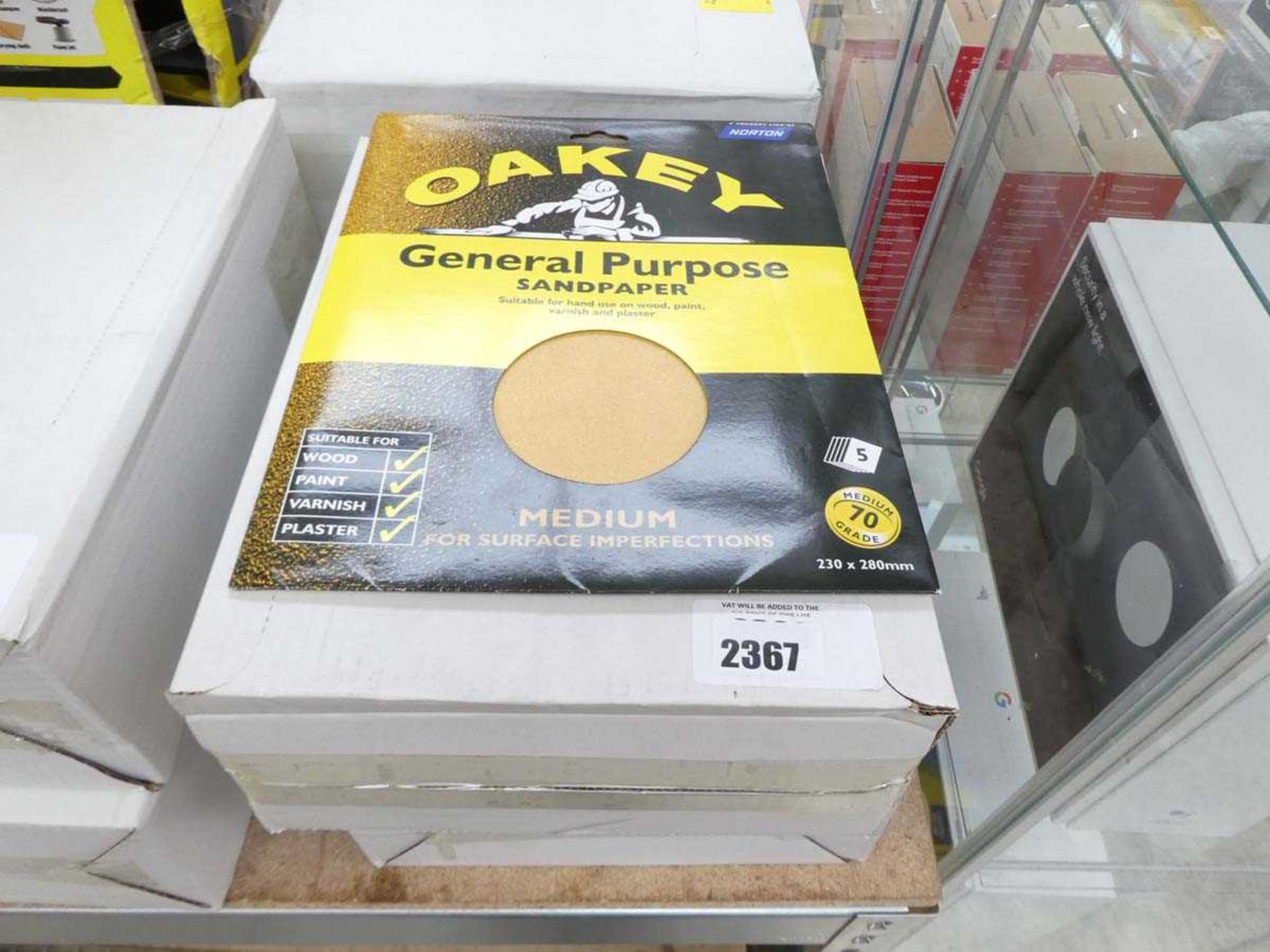 +VAT 2 boxes containing 30 sheets (in each box) of Oakey general purpose sandpaper