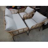 Outdoor 3 piece garden seating set, comprising sofa and 2 armchairs each with matching light grey