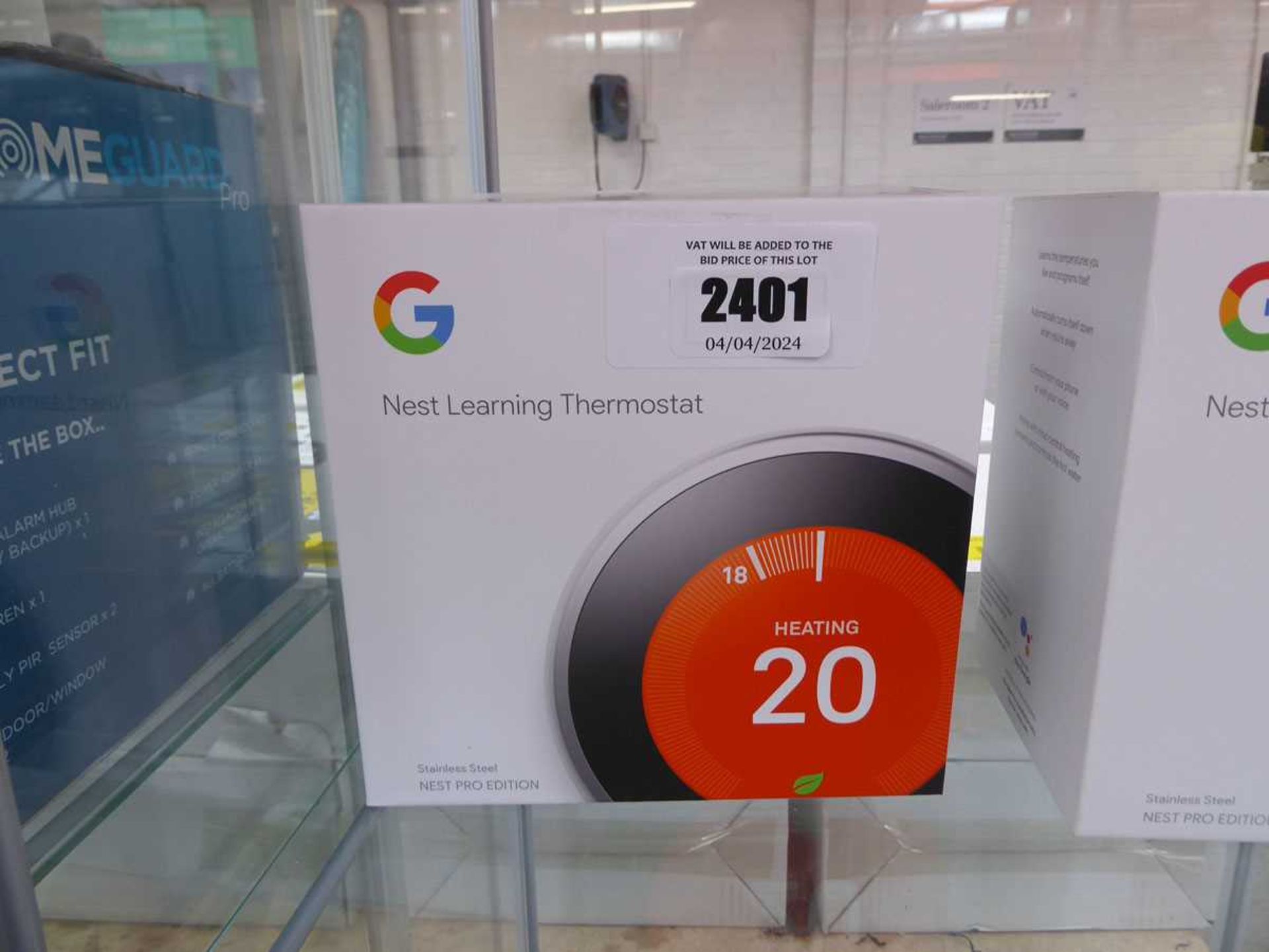 +VAT Boxed Google Nest learning thermostat (stainless steel Nest Pro edition)