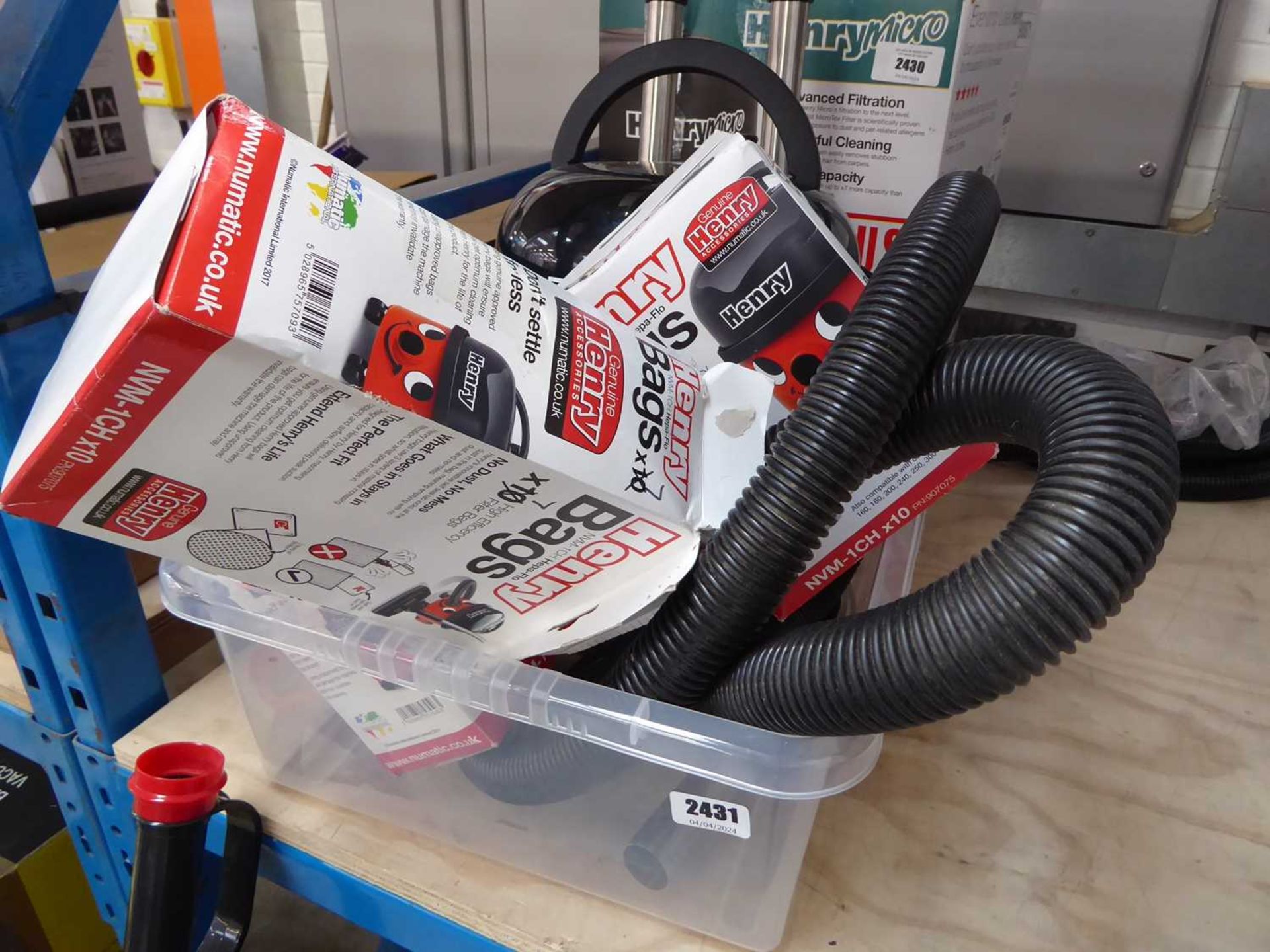 Henry micro vacuum cleaner with quantity of various Henry Hoover bags