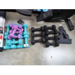 +VAT Quantity of Quickplay mixed size dumbbells plus Quickplay flatpack dumbbell storage tree