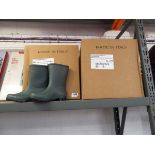 2 boxes containing 10 pairs of Kent & Stowe green traditional half Wellington boots (1 box size 3, 1