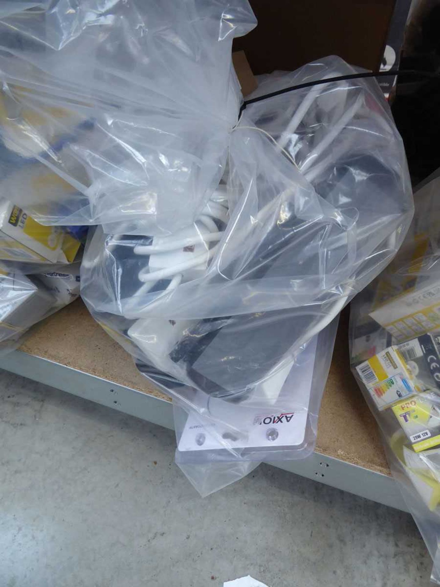 +VAT Bag containing a large quantity of mixed style extension leads and sockets