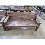 Wooden slatted 2 seater garden bench