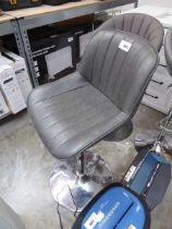 +VAT Chrome and grey leatherette height adjustable bar stool