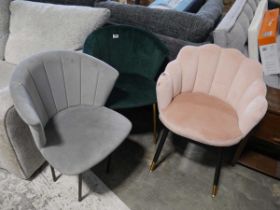 3 modern dining chairs in mixed styles and colours
