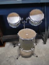 3 Ludwig drum toms (1 floor tom and 2 others) with stands