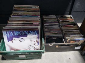2 crates of various vinyl LPs to include Madonna, The Shadows, Michael Jackson, Culture Club etc.