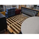 Modern dark grey and pine finish bed frame