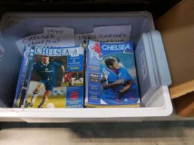 Crate of various Chelsea football programmes from 1980s and 1990s