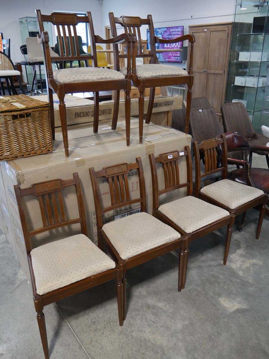 Set of 6 (4+2) wooden framed dining chairs
