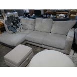 Grey upholstered L-shaped sofa