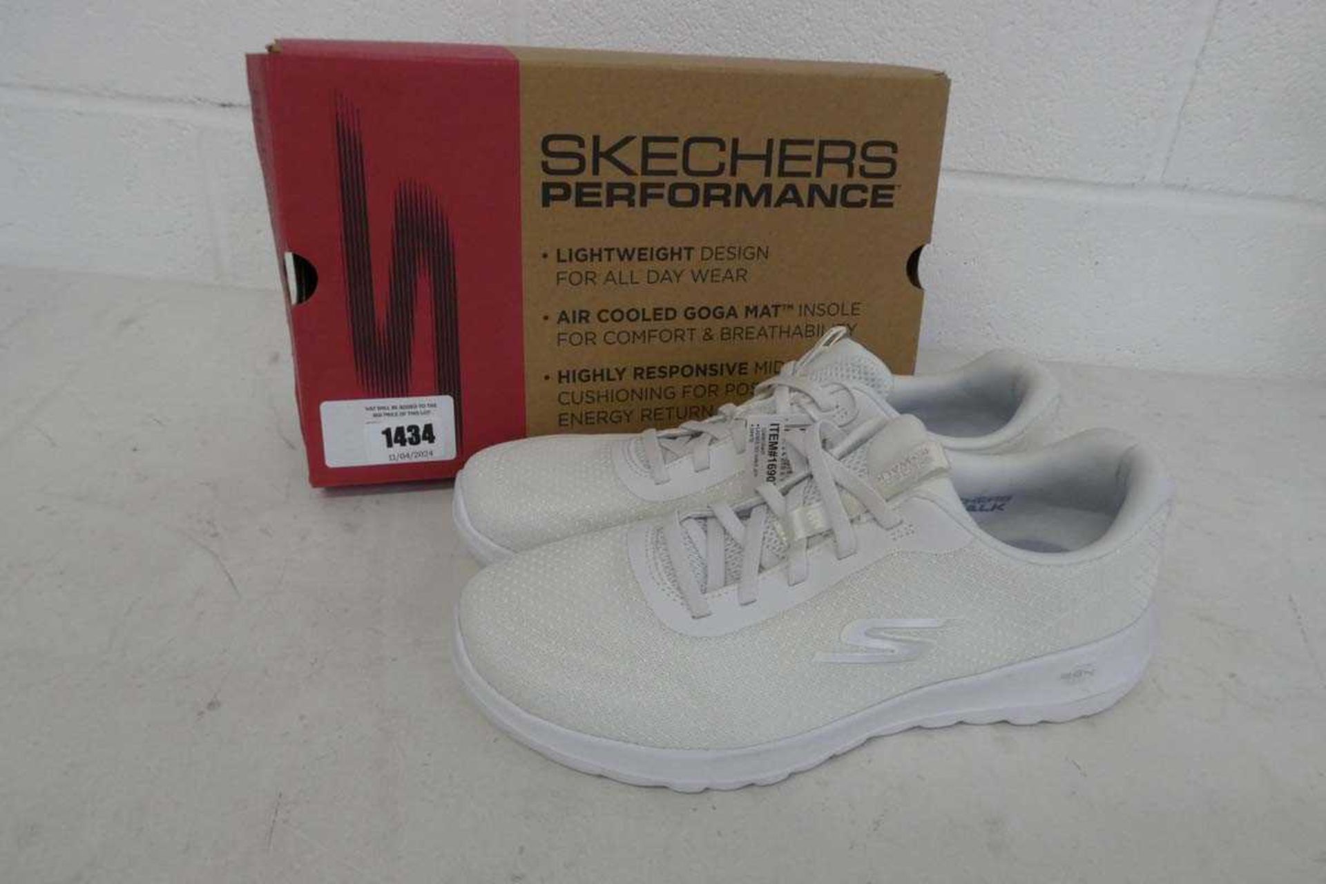 +VAT Boxed pair of Skechers Go Walk trainers in white size 7