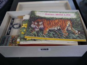 Small box of collectors card albums, some partially complete including Brooke Bond Tropical Birds,