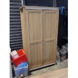 Modern 2 tone hardwood finish double door wardrobe