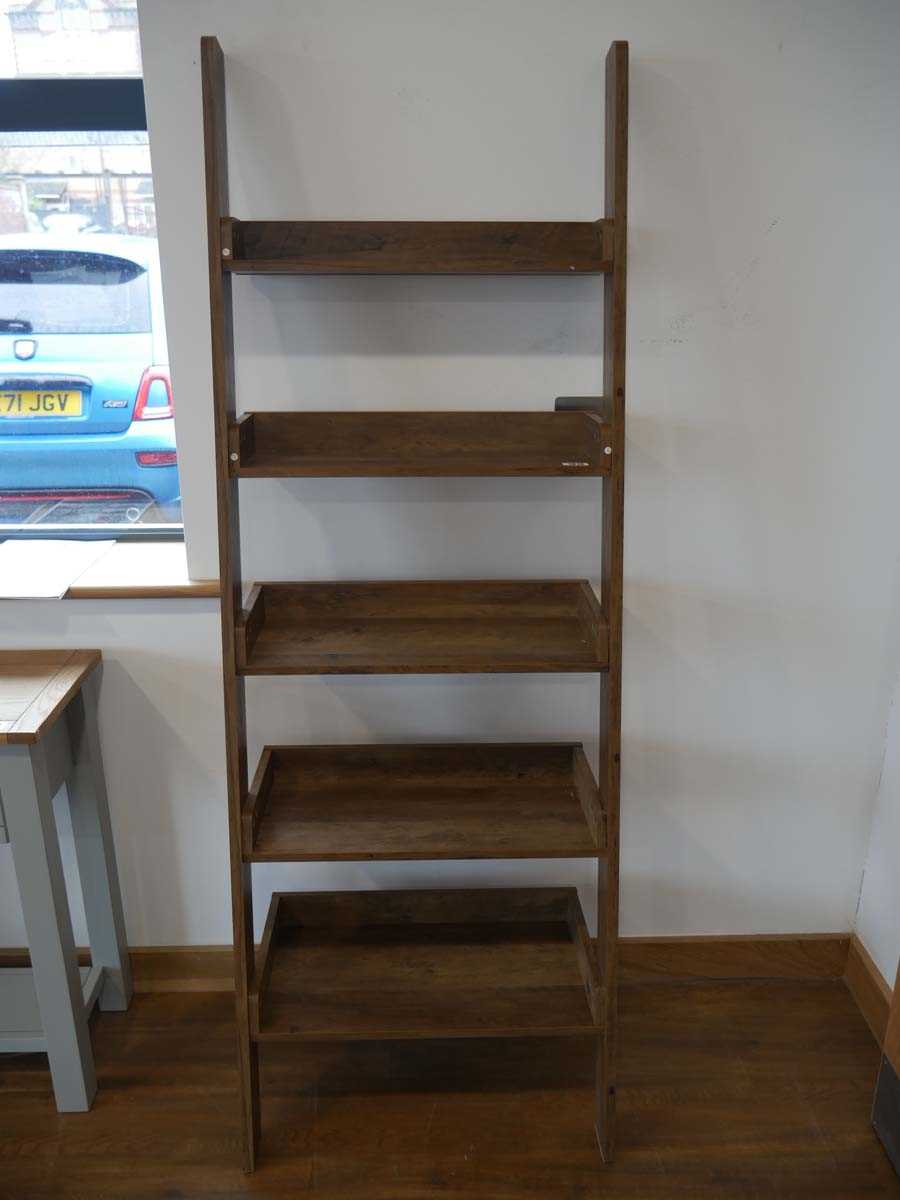 Modern hardwood effect leaning shelf unit