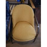 Wooden framed yellow upholstered easy chair