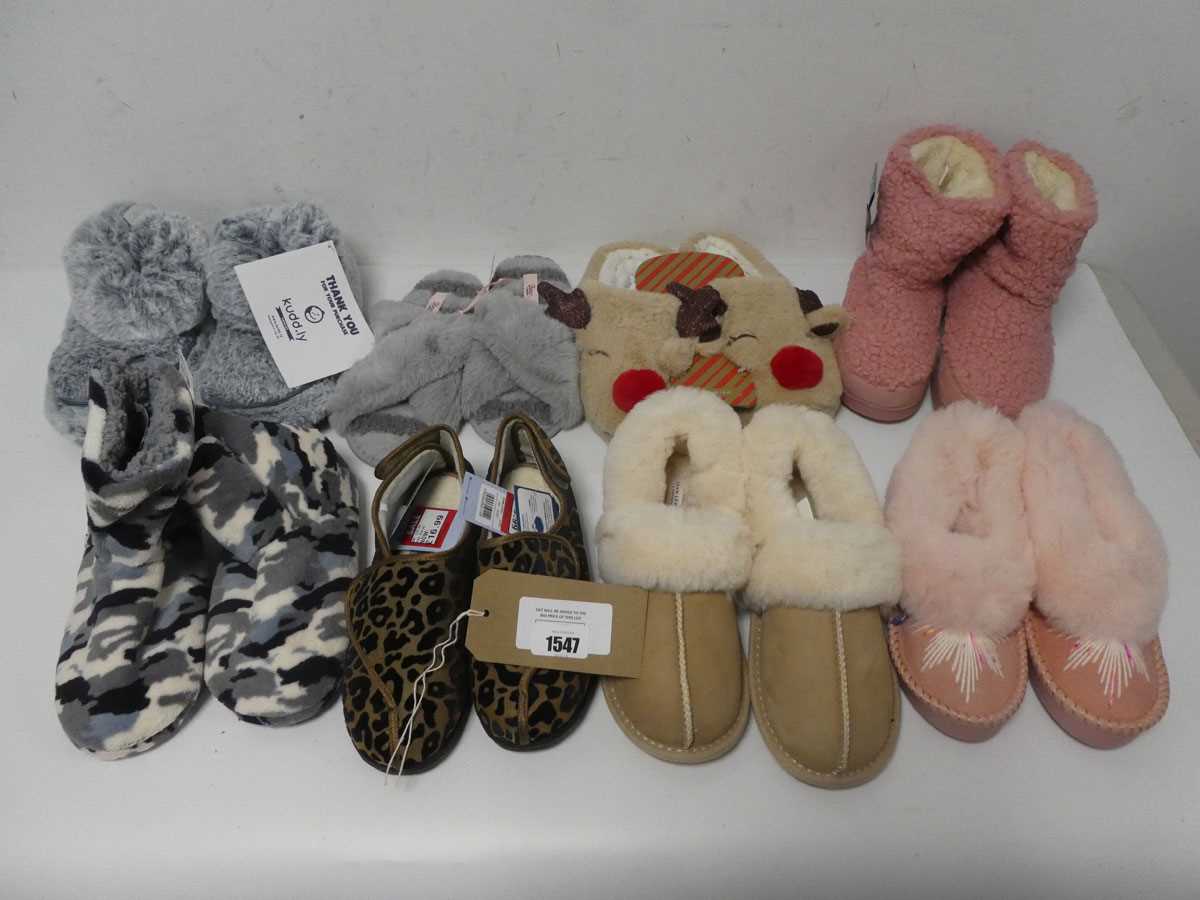 +VAT Bundle of ladies slippers of various styles and sizes, includes- John Lewis, Boux Avenue +