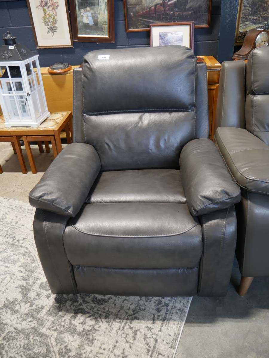 +VAT Dark grey leather upholstered easy chair