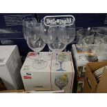 +VAT Boxed Bormioli Rocco Florian 6 piece wine glass set with 5 unboxed plastic wine cups