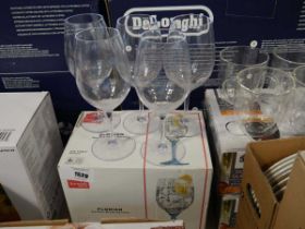 +VAT Boxed Bormioli Rocco Florian 6 piece wine glass set with 5 unboxed plastic wine cups