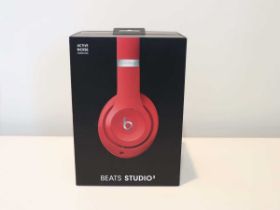 +VAT Beats Studio 3 over-ear wireless bluetooth headphones in red with carry case, boxed