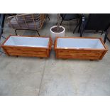 Pair of coated pine planting troughs