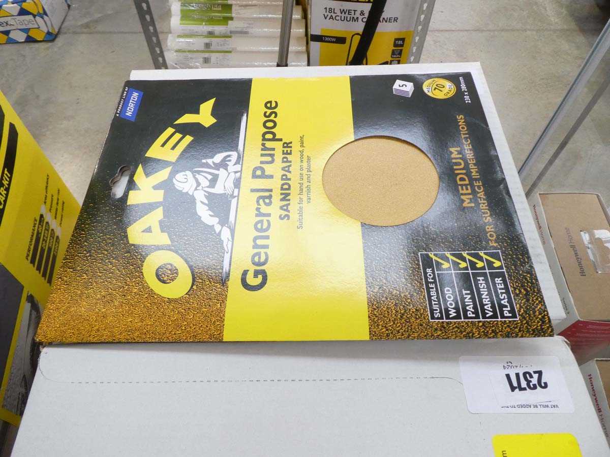 +VAT 2 boxes containing 30 sheets (in each box) of Oakey general purpose sandpaper