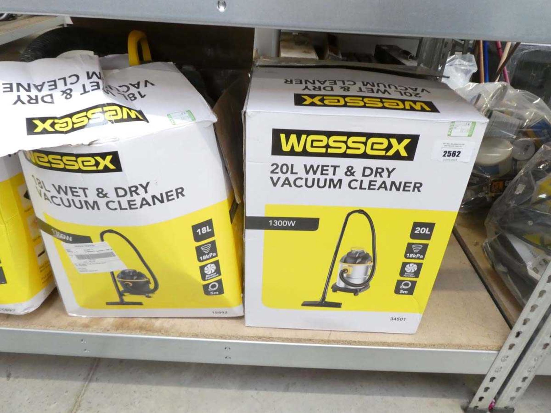 +VAT 2 Wessex 20L wet and dry vacuum cleaners in boxes