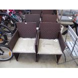 Set of 4 rattan garden chairs with beige cushions