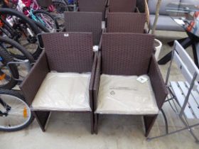 Set of 4 rattan garden chairs with beige cushions