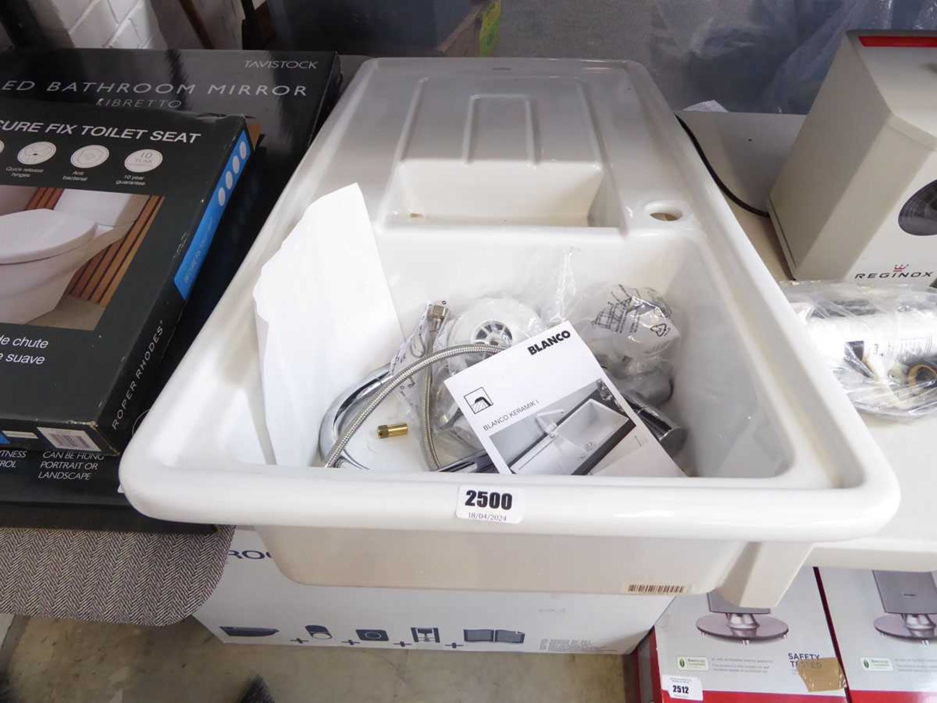 Boxed Blanco ceramic sink with boxed tap