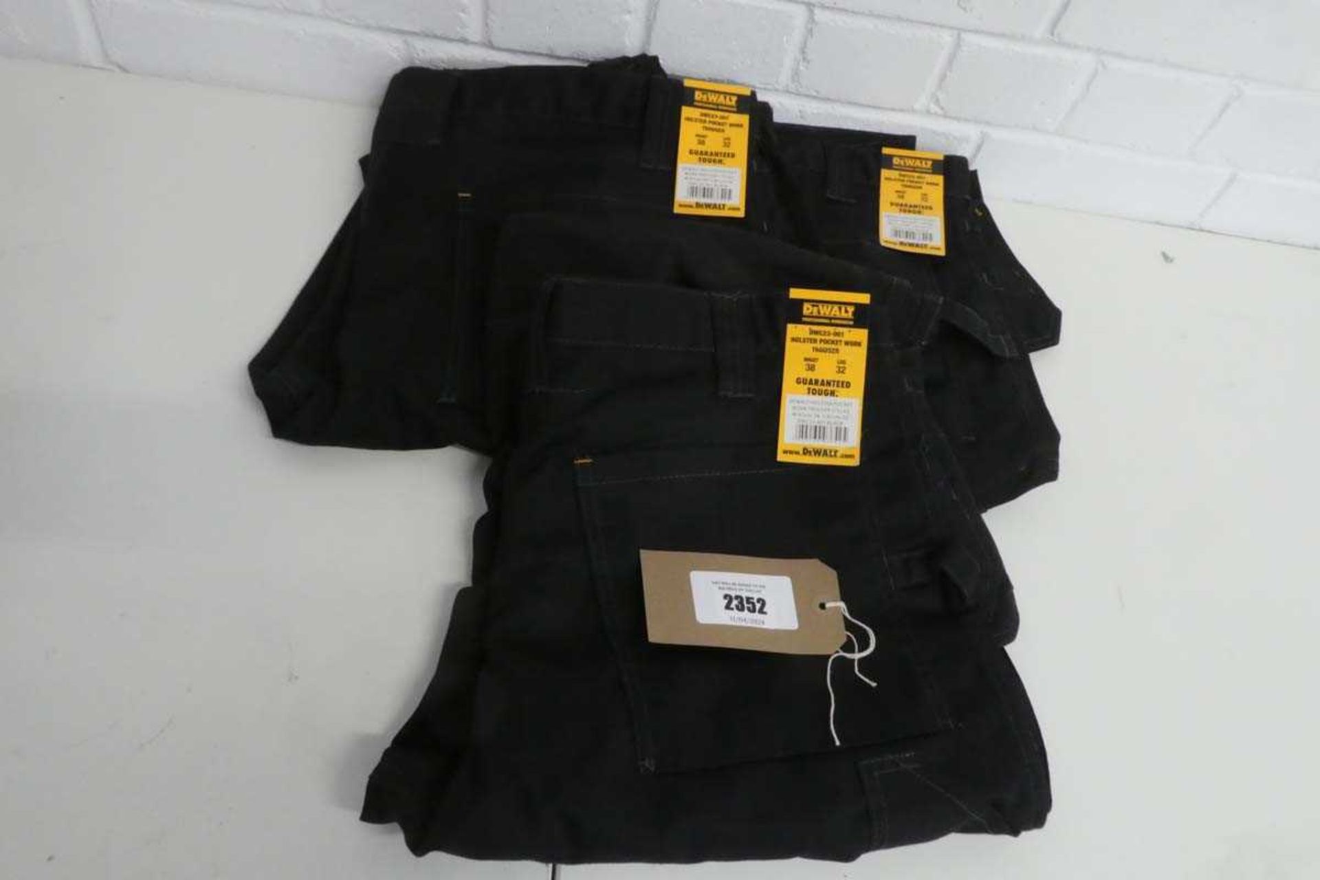 +VAT 3 pairs of Dewalt holster pocket work trousers (all size W38 L32)