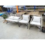 Garden patio set in rope style with glass top coffee table
