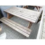 Outdoor wooden 6 seater picnic table