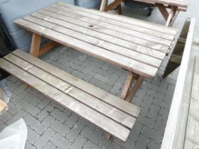 Outdoor wooden 6 seater picnic table